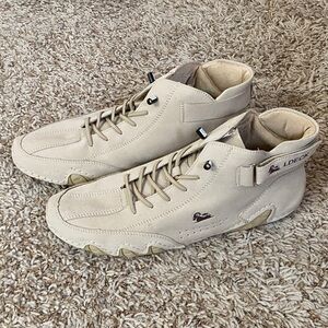 Men's Beige Australian Ldeck High-Top Orthopedia Slip-On Shoes